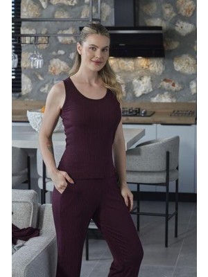 Cossy By Aqua Kadın Bordo 3'lü Pijama Takım A27108
