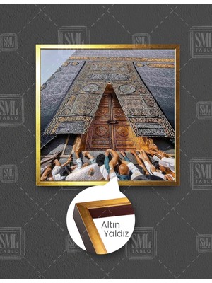 SML Tablo Kabe Kapısı Mülsüman Din Islam Tavaf Dekor Kare Çerçeveli Kanvas Tablo