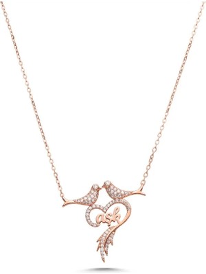 Modahilye Gümüş Aşk Kolye- Rose Gold Renk - 925 Ayar Gümüş