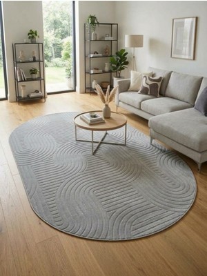 Merinos Elagans Joy Rölyef Bohem Oval Halı Yolluk | Kaymaz Taban | Robot Süpürge Uyumlu | Kolay Temizlenebilir | Modern Salon, Mutfak, Oda ve Koridor Halısı