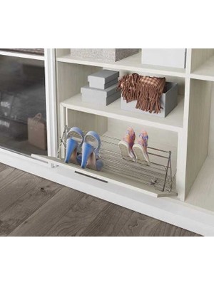 Elovias Starax İki Raflı Kapağa Monte Ayakkabılık Krom 60cm (S-6141-C)