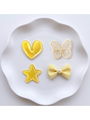 Cherry Lemon Saçsız Bebek Tokası 4'lü Set - Fiyonk & Kelebek Kalp Yıldız Figürlü Mavi Set