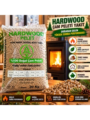 Hardwood 20 kg Çam Pelet Yakıt Yüksek Kalorili, Düşük Kül Oranı ve Dayanıklı Çuval Ambalajı ile