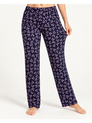 Fit Women Kadın Premium Desenli Rahat Kesim Mor Pijama Altı 4772