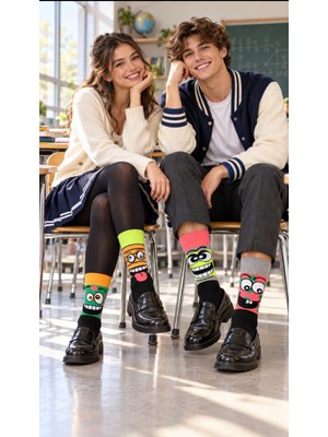 Hnsocks Renkli Çorap Mafyası Heritage Nature Eğlenceli Yüz Ifadeli Renkli Çorap Seti 6lıset