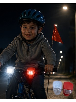 Sora Group Bisiklet Ön Arka Işık Seti Silikon Çakar LED Güvenlik Lambası