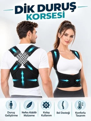 Ankaflex Omuz Bel Boyun Duruş Düzeltici Korse Postur Duruş Korsesi Ayarlanabilir Dik Oturma Korsesi Unisex