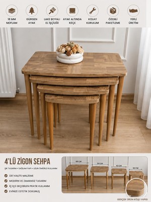 Başaran Mobilya Premium 1 .sınıf Mdf Meşe Blok Ahşap Görünümlü Mdf Üst Tabla Doğal Vernikli Gürgen Ayaklar