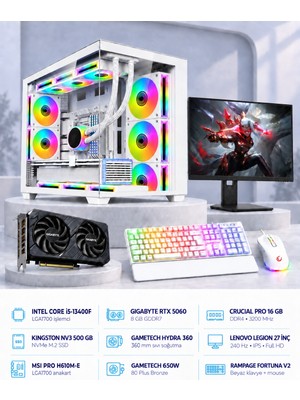 Symoon SYMOONPC0336 Oyun Bilgisayarı Intel Core I5 13400F Rtx 5060 8gb 16GB Ram 500GB SSD 360MM Sıvı Soğutma 27 Inç Monitör