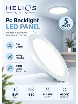Helios Opto 5 Adet 18W LED Spot (Beyaz Işık Plastik Kasa)