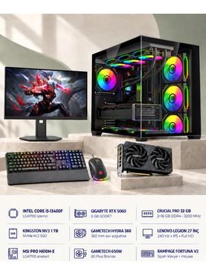 Symoon SYMOONPC0331 Oyun Bilgisayarı Intel Core I5 13400F Rtx 5060 8gb 32GB Ram 1tb SSD 360MM Sıvı Soğutma 27 Inç Monitör