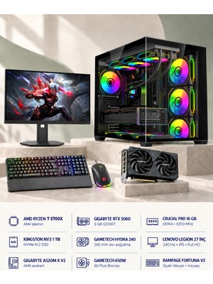 Symoon SYMOONPC0230 Oyun Bilgisayarı Ryzen 7 5700X Rtx 5060 8gb 16GB Ram 1tb SSD 240MM Sıvı Soğutma 27 Inç Monitör