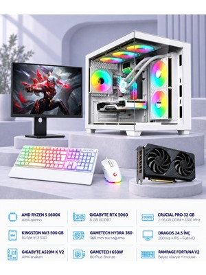 Symoon SYMOONPC0153 Oyun Bilgisayarı Ryzen 5 5600X Rtx 5060 8gb 32GB Ram 500GB SSD 360MM Sıvı Soğutma 24.5 Inç Monitör