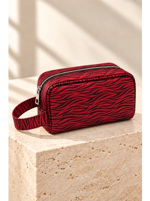 Boldy Kırmızı Tıraş Çantası Seyahat Makyaj Çantası El Çanta Bakım Çanta 26x10x19 cm