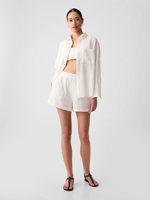 Gap Kadın Kırık Beyaz Crinkle Gauze Pull-On Şort