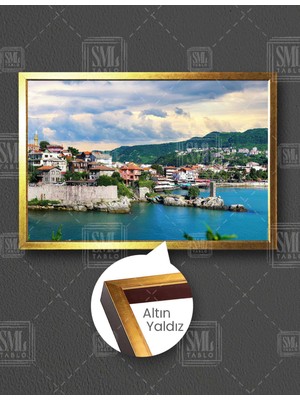 SML Tablo Amasra Bartın Doğal Güzellikleri Deniz Doğa Manzara Yatay Çerçeveli Kanvas Tablo