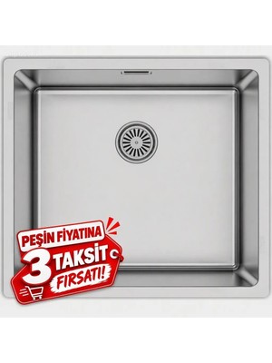 Asil 40x50 tam kare eviye krom xl derinlik paslanmaz leke tutmaz