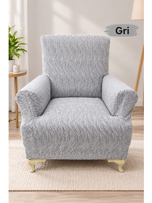 Arife Home Tek Kişilik Koltuk Örtüsü Jakar Kumaş Su Desen Lastikli Esnek Yıkanabilir Çekyat Kanepe Kılıfı Kayma Yapmayan 1 Adet Berjer Örtüsü Hardal