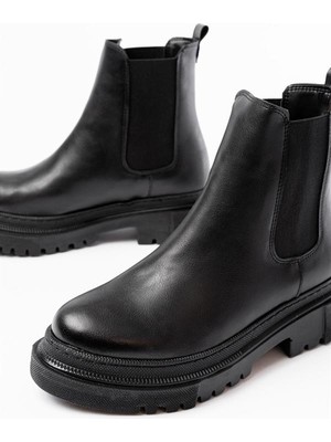 Umut Ayakkabı Happy Butik 812-2137 Siyah Lastikli Günlük Kadın Bot
