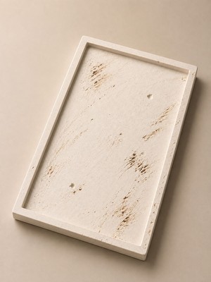 Lethe Studio Design Traverten Efekt Çok Amaçlı Dekoratif Sunum Tepsisi, Banyo,stand, Mutfak, Salon, Dresuar (14.5 x 24.5 Cm)
