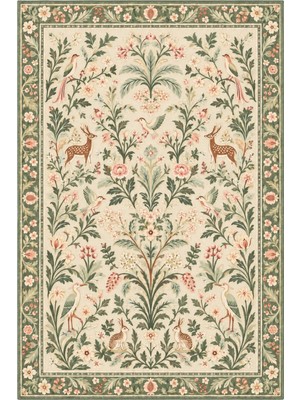 Rugs Modern Halı Sdtplus Geleneksel Botanik Hayvan Desenli Ince Dokuma Taban Salon Halısı OZL256