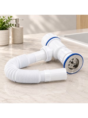 Gees Global Paslanmaz Taşlı Körüklü Lavabo Sifon