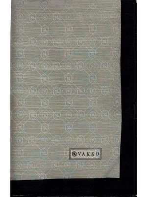 Vakko Pamuk Ipek Monogram Şal 44225-AÇIK Kum Siyah