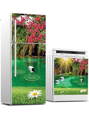 Toptan Budur Göl ve Papatya Desenli Beyaz Eşya Sticker Kaplaması