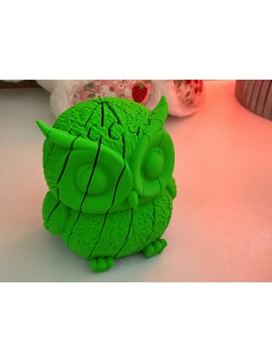 Ttt 3D Baskı Hareketli Baykuş Figürü - Eklemli Flexi Oyuncak - Yeşil