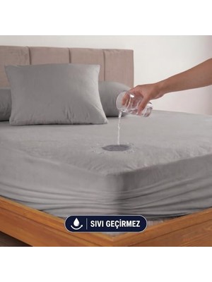 Gri Sıvı Geçirmez Alez - Tek-Çift Kişilik Alez - Mikrofiber Kumaş - Fitted(Yatağı Saran) Alez - Yatak Koruyucu ALEZ-ÇARŞAF(160X200)