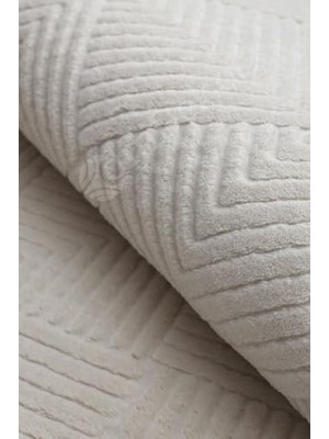 Avangard Halı Pramit Krem Salon Koridor Antre Mutfak Halısı Silinebilir Kaymaz Tabanlı, Pramit-Krem-Saçaksız, 80X250