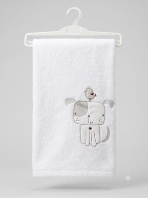 Toptan Budur %100 Pamuklu Nakışlı Hipoalerjenik Bebek Çocuk Banyo Havlusu, Yumuşak Doku, Beyaz, 85X115 Cm, S