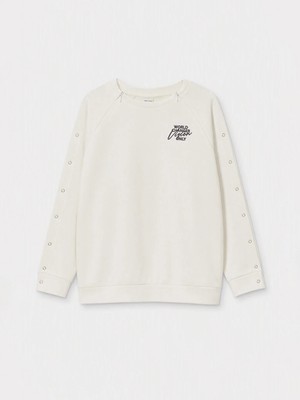 Lc Waikiki Yeni Sezon Beyaz Baskılı Kolay Giyilebilir Kız Çocuk Sweatshirt