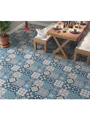 Toptan Budur Yer Kaplama Zemin Folyosu 65X130 cm Mavi Fayans Desen