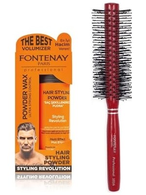 Toptan Budur Saç Şekillendirici Pudra Toz Wax Ultra Strong Turuncu 20 G + Profesyonel Saç Fırçası 1016 2'li