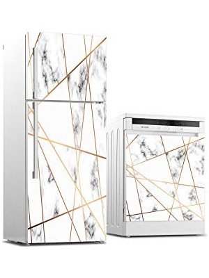 Toptan Budur Sticker Kaplama, Geometrik Mermer, Buzdolabı ve Bulaşık Makinası Beyaz Eşya