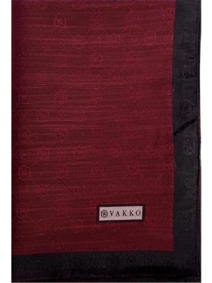 Vakko Pamuk Ipek Monogram Şal 44225-BORDO Antrasit