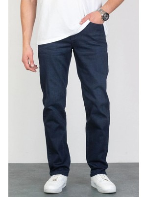 Hlt Jeans Erkek Lacivert Regular Fit Likralı Boru Paça Rahat Kesim Jean Kot Pantolon HLTHE003005