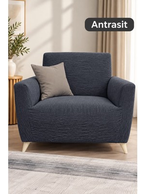 Arife Home Tek Kişilik Koltuk Örtüsü Jakar Kumaş Lastikli Esnek Yıkanabilir Çekyat Kanepe Kılıfı Kayma Yapmayan 1 Adet Berjer Örtüsü Hardal