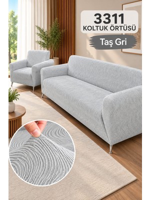 Arife Home Yüksek Kaliteli Koltuk Örtüsü Takımı | 3311 | Su Desen Jakar Kumaş Lastikli Esnek Yıkanabilir Çekyat Kanepe Kılıfı 4 Parça |sofa Cover