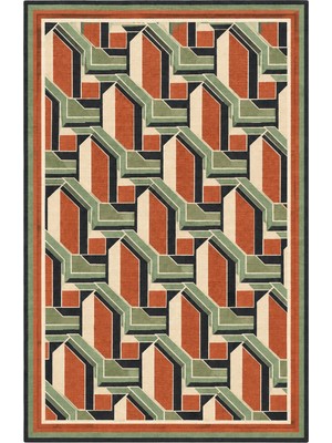 Rugs Modern Halı Sdtplus Retro Modern Geometrik Desenli Çok Renkli Ince Dokuma Taban Salon Halısı OZL264