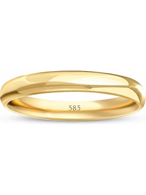Sembol Gold 14 Ayar Altın Kadın Alyans 4 mm Klasik Düz Yüzük