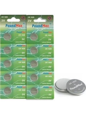 Toptan Budur 10 x Poundmax 1620 CR1620 DL1620 3V Lityum Madeni Para Pilleri