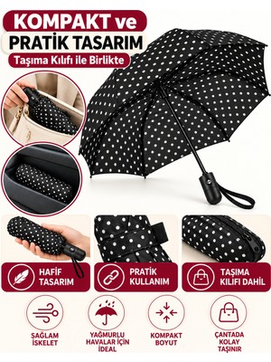 Yelay Home Otomatik Açılır Kapanır Puantiyeli Katlanabilir Şemsiye – Taşıma Kılıflı