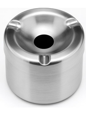 TUX Gümüş Metal Kapaklı Küllük, Portatif ve Modern Tasarım Kül Tablası, Araç Için Uygun Rüzgar Geçirmez
