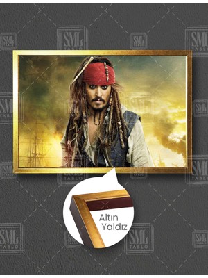 SML Tablo  Kaptan Chak Sparrow Karayip Korsanları Johnny Depp Yatay Çerçeveli Kanvas Tablo