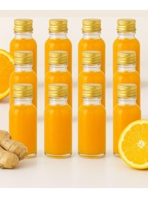 Toptan Budur 30 ml Şeffaf Cam Şişe, Gold Metal Sızdırmaz Kapaklı, 12 Adet