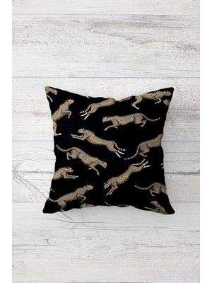 Toptan Budur Siyah Leopar Desenli Kırlent Kılıfı, Çift Tarafı Baskılı, Gizli Fermuarlı, 45 x 45