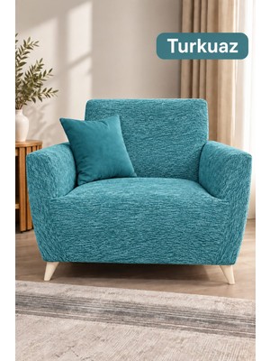Arife Home Tek Kişilik Koltuk Örtüsü Jakar Kumaş Lastikli Esnek Yıkanabilir Çekyat Kanepe Kılıfı Kayma Yapmayan 1 Adet Berjer Örtüsü Hardal