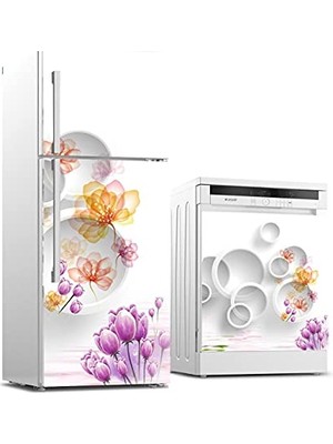 Toptan Budur Altın Çiçek Desenli Beyaz Eşya Sticker Kaplama